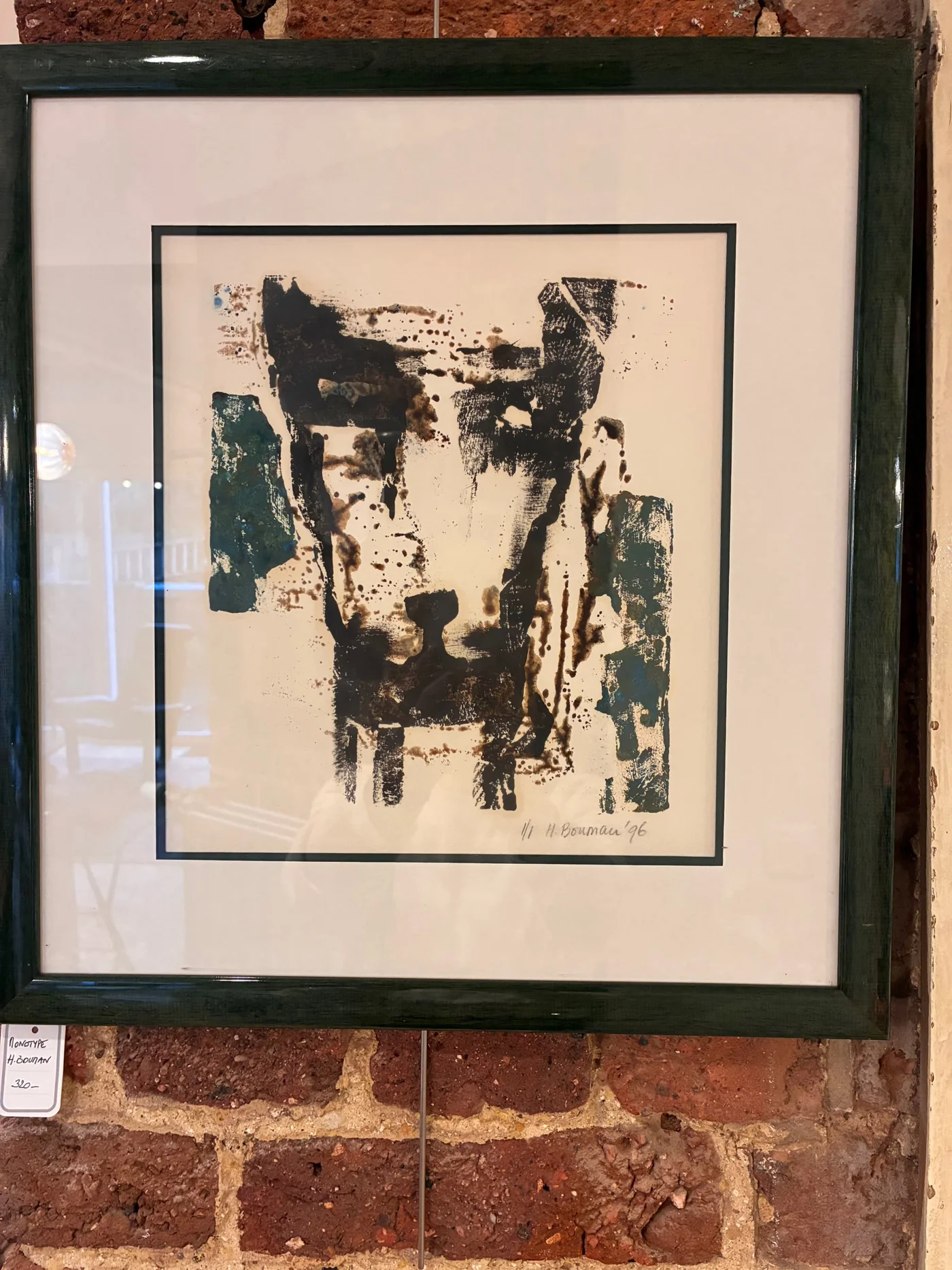 Hans BOUMAN (1951) "Abstraction" Monotype (estampe à tirage unique) de 1996 - 24 cm x 21 cm
